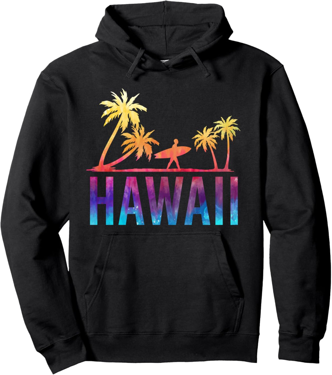 Surfer Sommerurlaub Palmen Surfen Buntes Hawaii Pullover Hoodie
