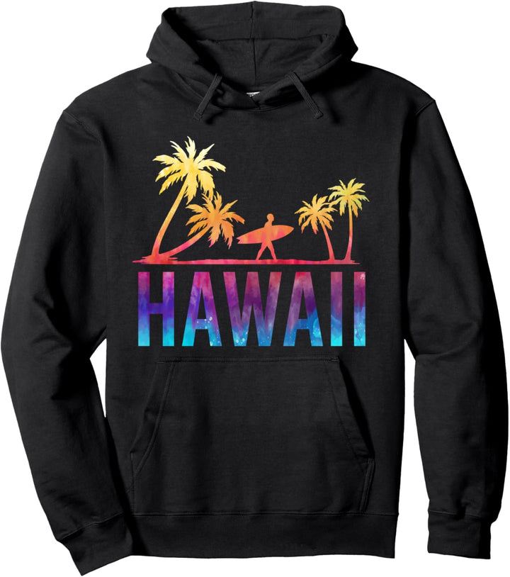 Surfer Sommerurlaub Palmen Surfen Buntes Hawaii Pullover Hoodie