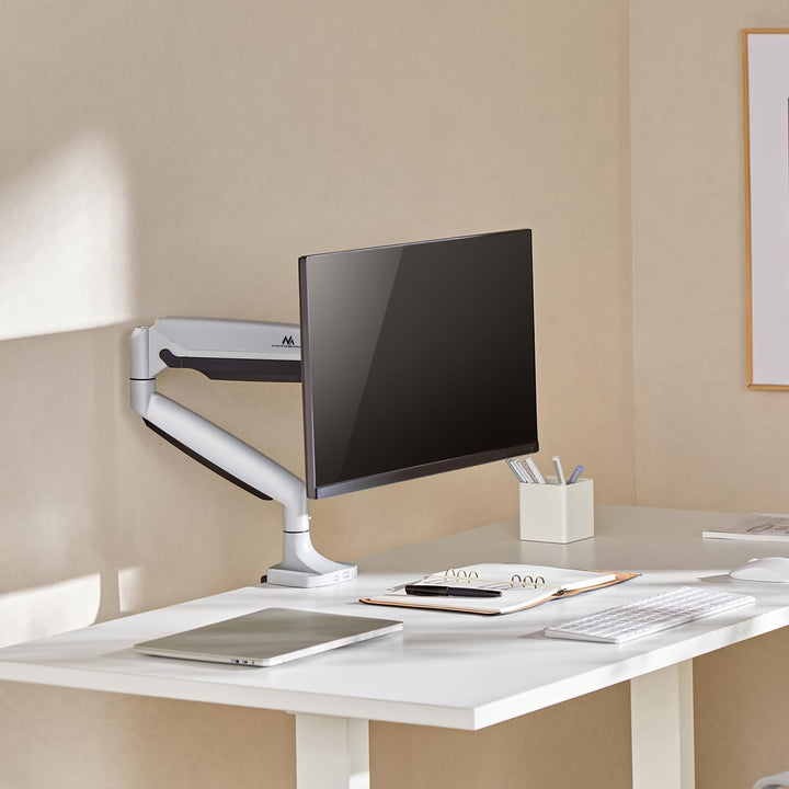 Maclean Doppelarm-Monitorhalterung mit Gasfeder für 17-45" Zoll Bildschirm bis zu 16kg | Tragarm, Ti