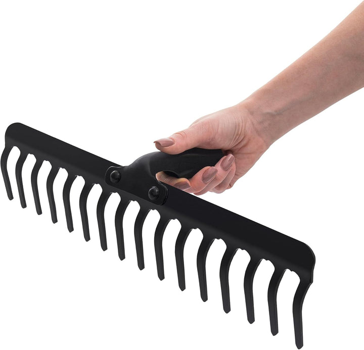 KADAX Gartenharke ohne Stiel, Gartenrechen aus Metall, Rasenrechen für Gartenpflege, Robuste Rasenha