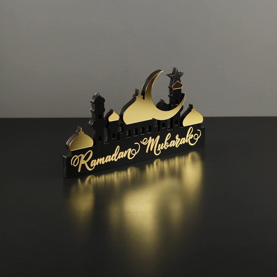 iwa concept Islamische Tischdekorationen aus Holz mit Acryl, Ramadan-Kareem-und Eid-Mubarak-Dekorati