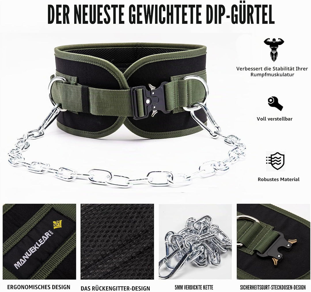 MANUEKLEAR Dip-Gürtel, Gewichtsgürtel, Fitness-Gürtel für Männer und Frauen, robuster Dip-Powerlifti