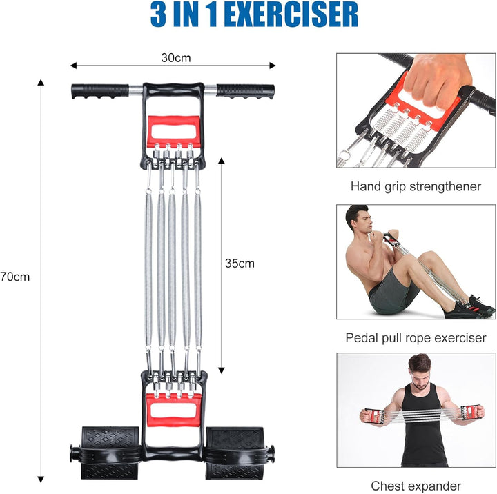 COVVY 3 in 1 Multifunktionale Sportgerät Bauchtrimmer + Handgreifer + Expander mit 5 Federn für Brus