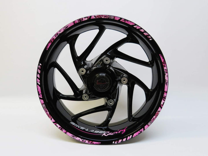 Felgenrand Aufkleber Racing Pink Schwarze Spritzer 17 Zoll 710019VA
