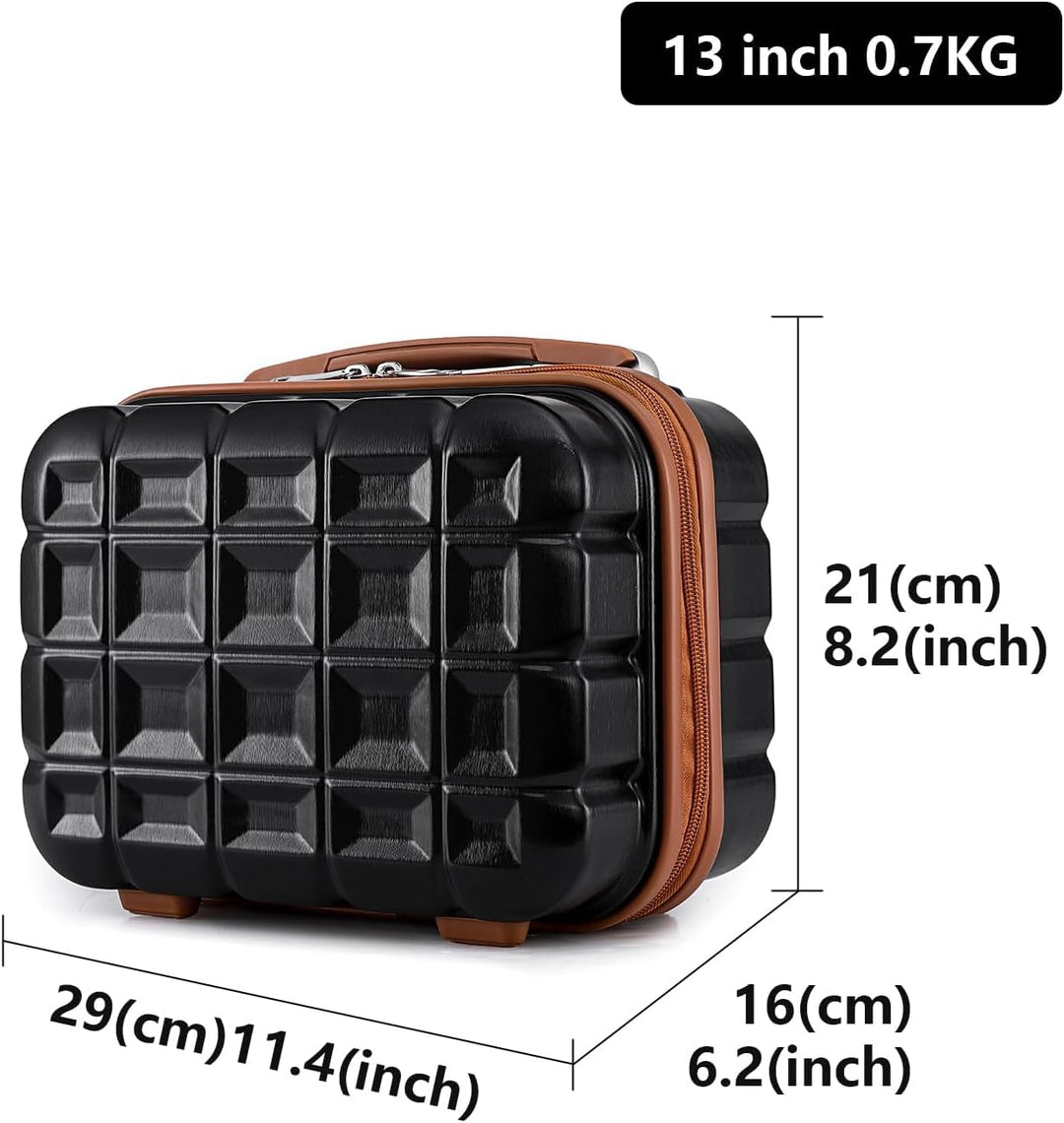 KONO Gepäck-Sets Kofferset 2 Teilig Handgepäck Koffer mit Beautycase (54cm+Kosmetikkoffer, Schwarz/B