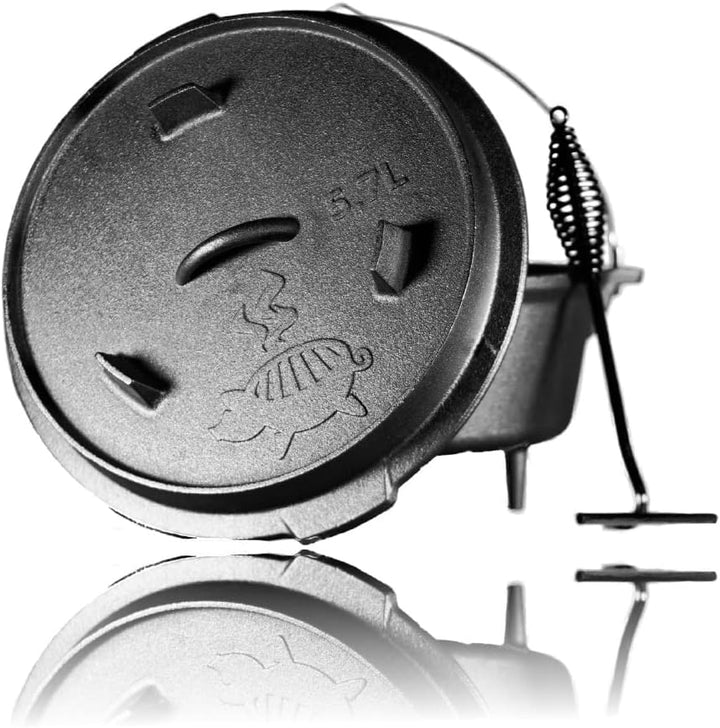 Grillschweine Dutch Oven 6QT (5,7 L mit Füsse) - BBQ Schmorofen - Gusseisen Feuertopf, 5,7 L mit Füs