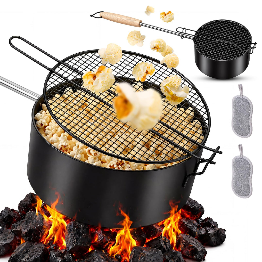 Popcorn Maker Lagerfeuer 17 cm Ø Antihaft Outdoor-Popcornpfanne mit hitzebeständigem Sicherheitsgrif