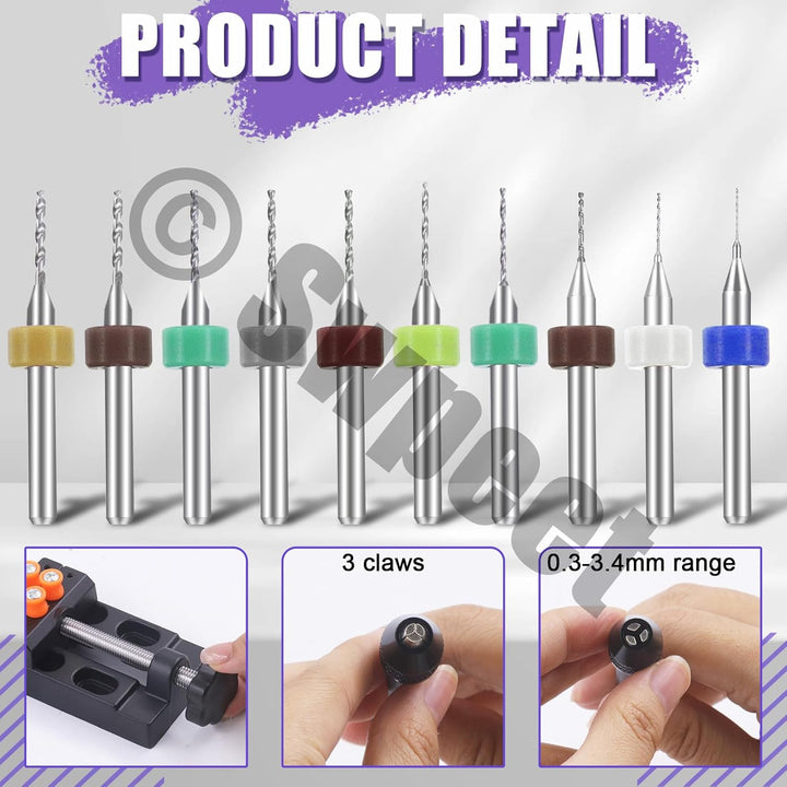 Swpeet 47 Pieces Hand Drill Bits Set Include Mini Bench Vice mit Klemmen, Pin Vise Handbohrer, Spira