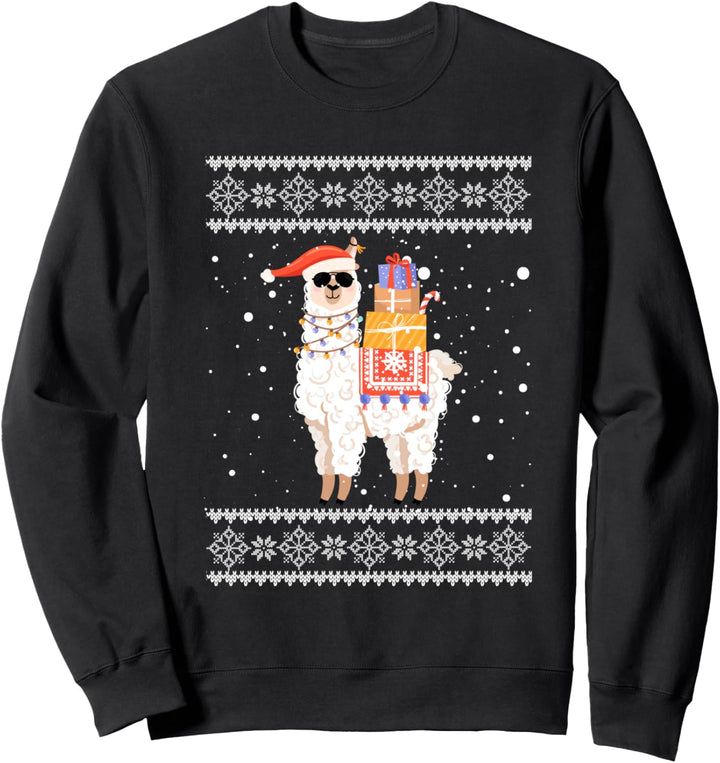 Alpaka Mit Weihnachtsgeschenken Ugly Lustig Weihnachtsmotiv Sweatshirt