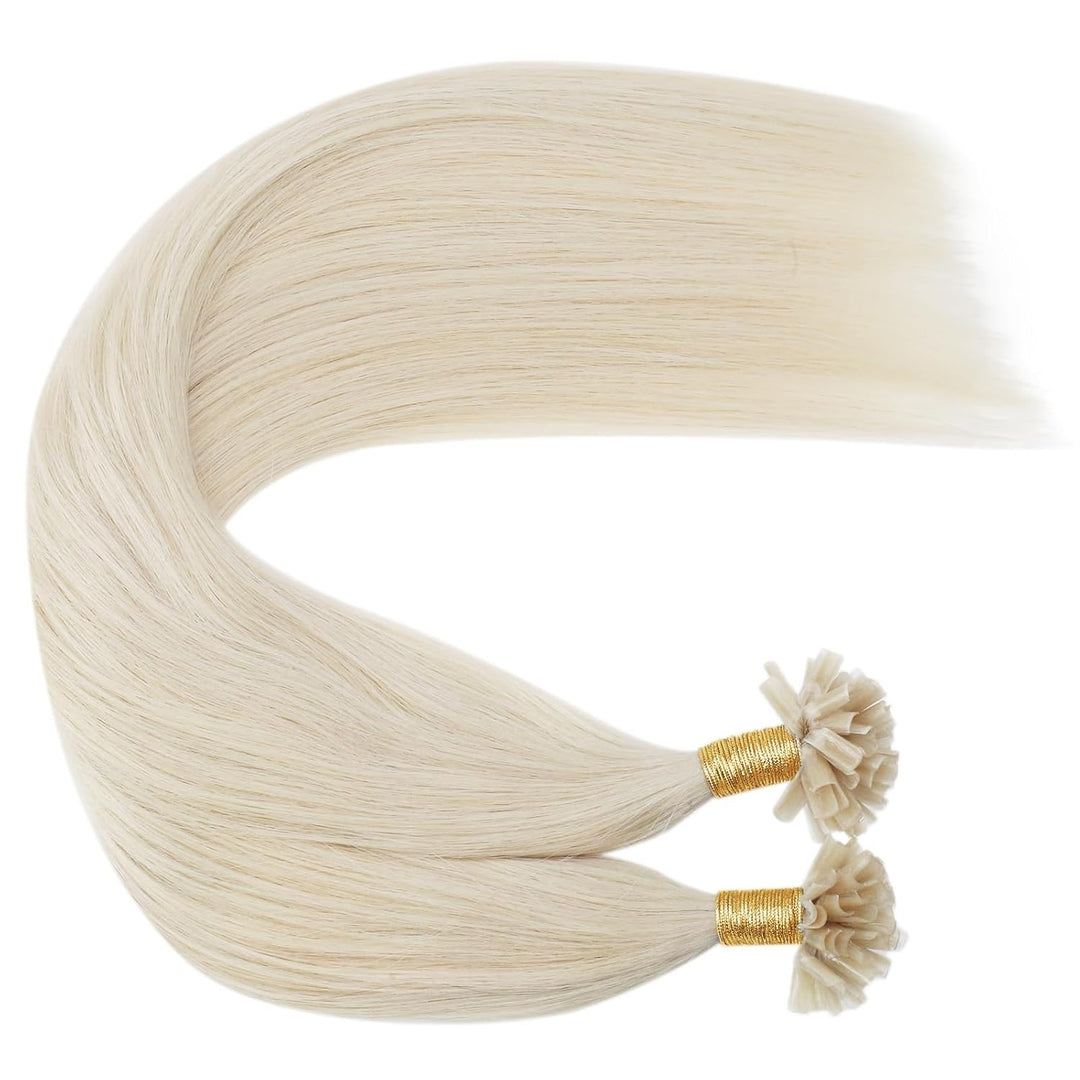 Ugeat U Tip Extensions Echthaar Bondings 50cm Platinblond Weich Bonding Extensions Echthaar Blond Ha