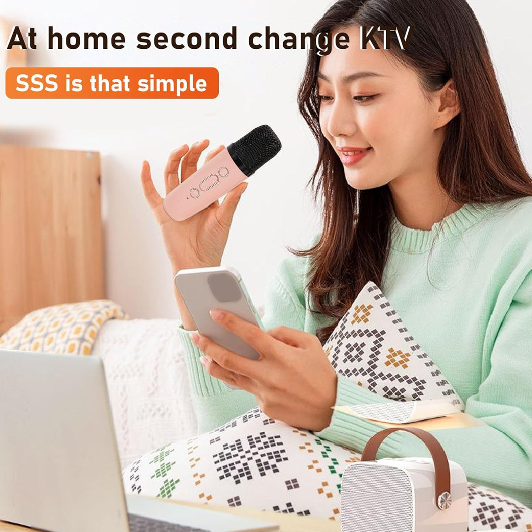 Bluetooth-Karaoke-Maschine für Erwachsene und Kinder, Tragbarer Stereo-Sound-Retro-Lautsprecher mit