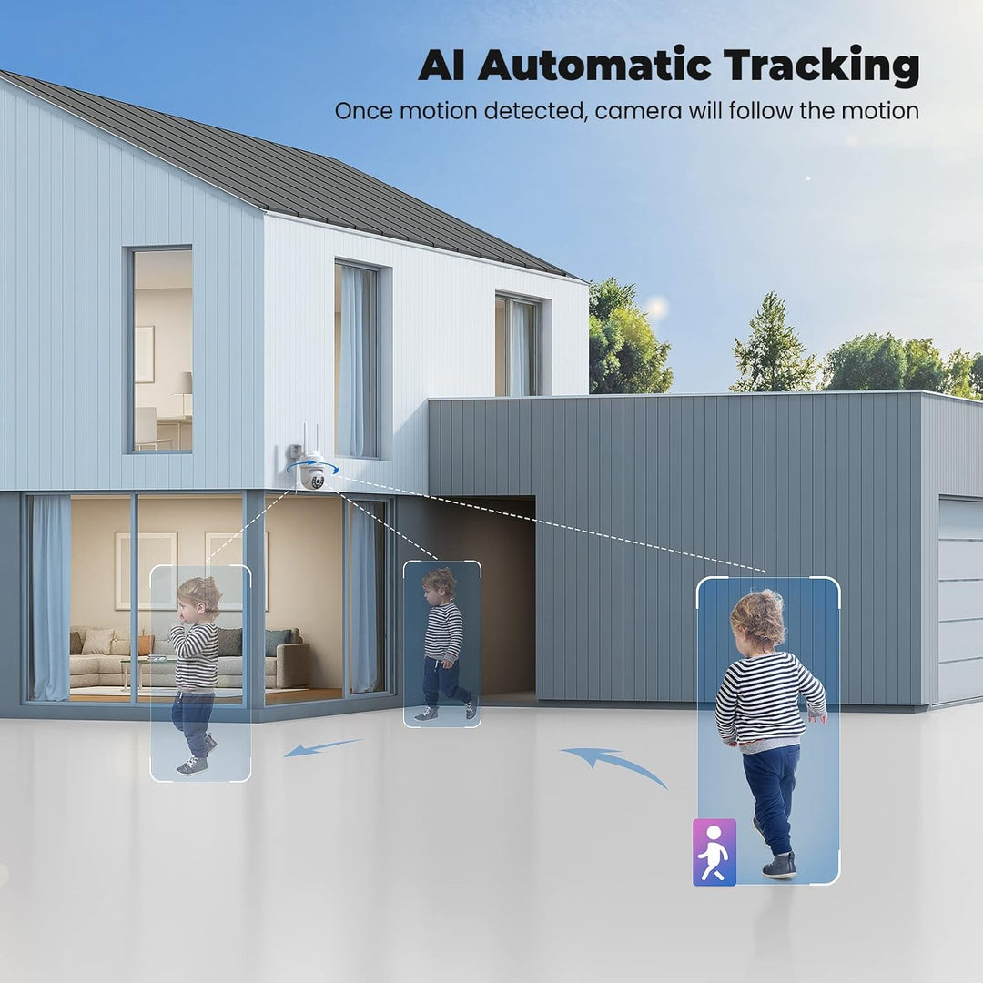 Codnida 2K Überwachungskamera Aussen WLAN Kamera Überwachung Aussen 360° Ansicht 3MP Kamera mit 2-We