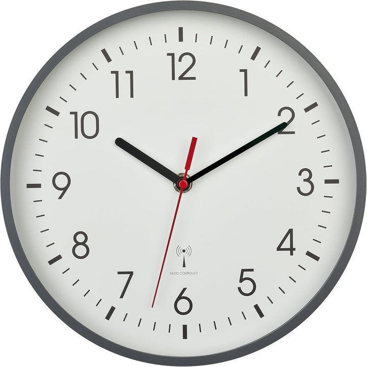 TFA Dostmann Analoge Funk-Wanduhr, 60.3550.10, höchste Genauigkeit, stilvoll, analog, Glasabdeckung,