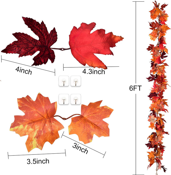 Artiflr 2 Stück Herbst-Ahornblatt-Girlande, künstliche Ahorn-Girlande, Herbst-hängende Herbst-Blätte