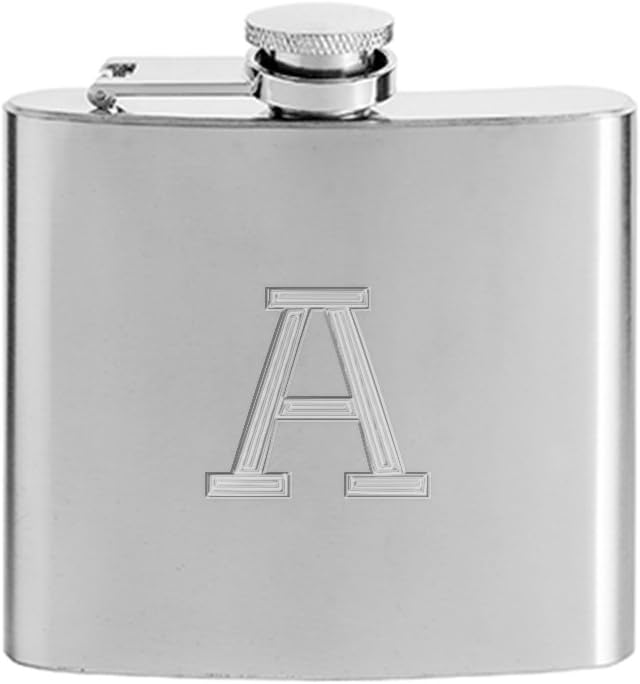 AMAVEL Flachmann aus Edelstahl mit Gravur Personalisiert mit Initial, Geburtstagsgeschenke, Füllmeng