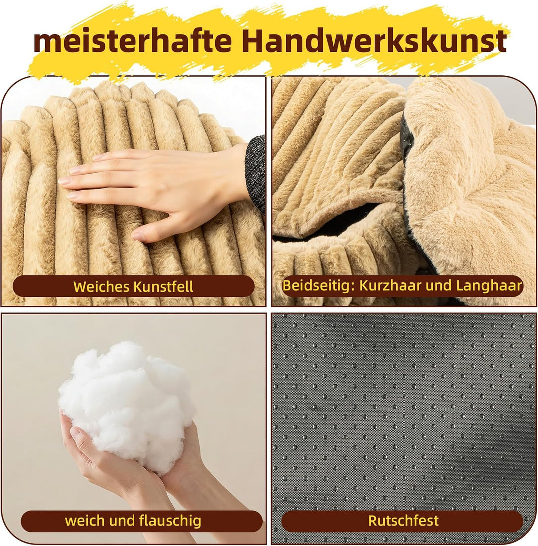 Katzenbett mit Deckel, Waschbare Katzenhöhle mit Kissen, Weiches Katzenhaus 50x50x15 cm (Braun), Bra