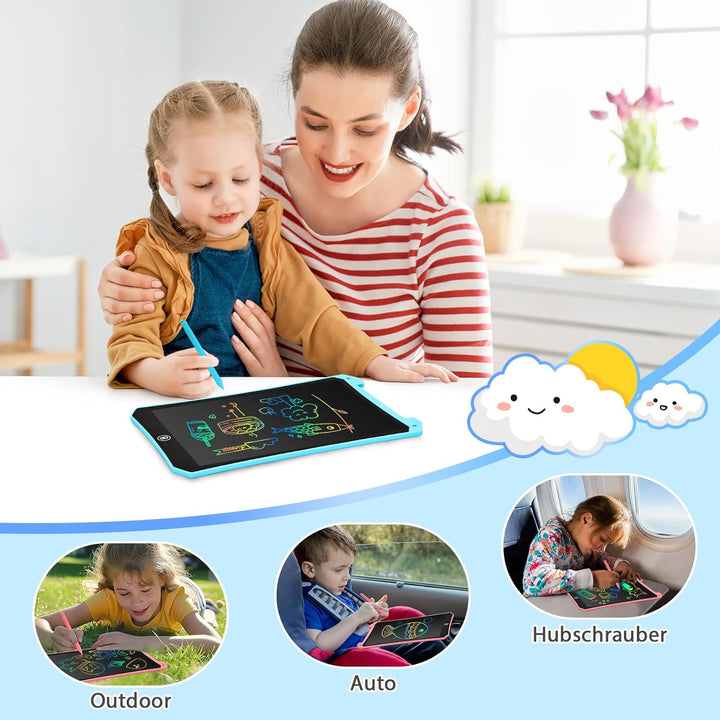 BlueSwan LCD Schreibtafel Kinder, 10 Zoll Maltafel Zaubertafel, Augenschutz Zeichenbrett Kinder Reis