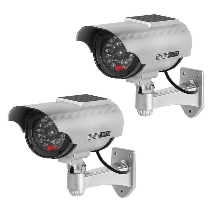 2 Stück Solar Dummy Kamera Fake Überwachung Kamera CCTV mit Blinkendem LED Licht Sicherheitskamera,S