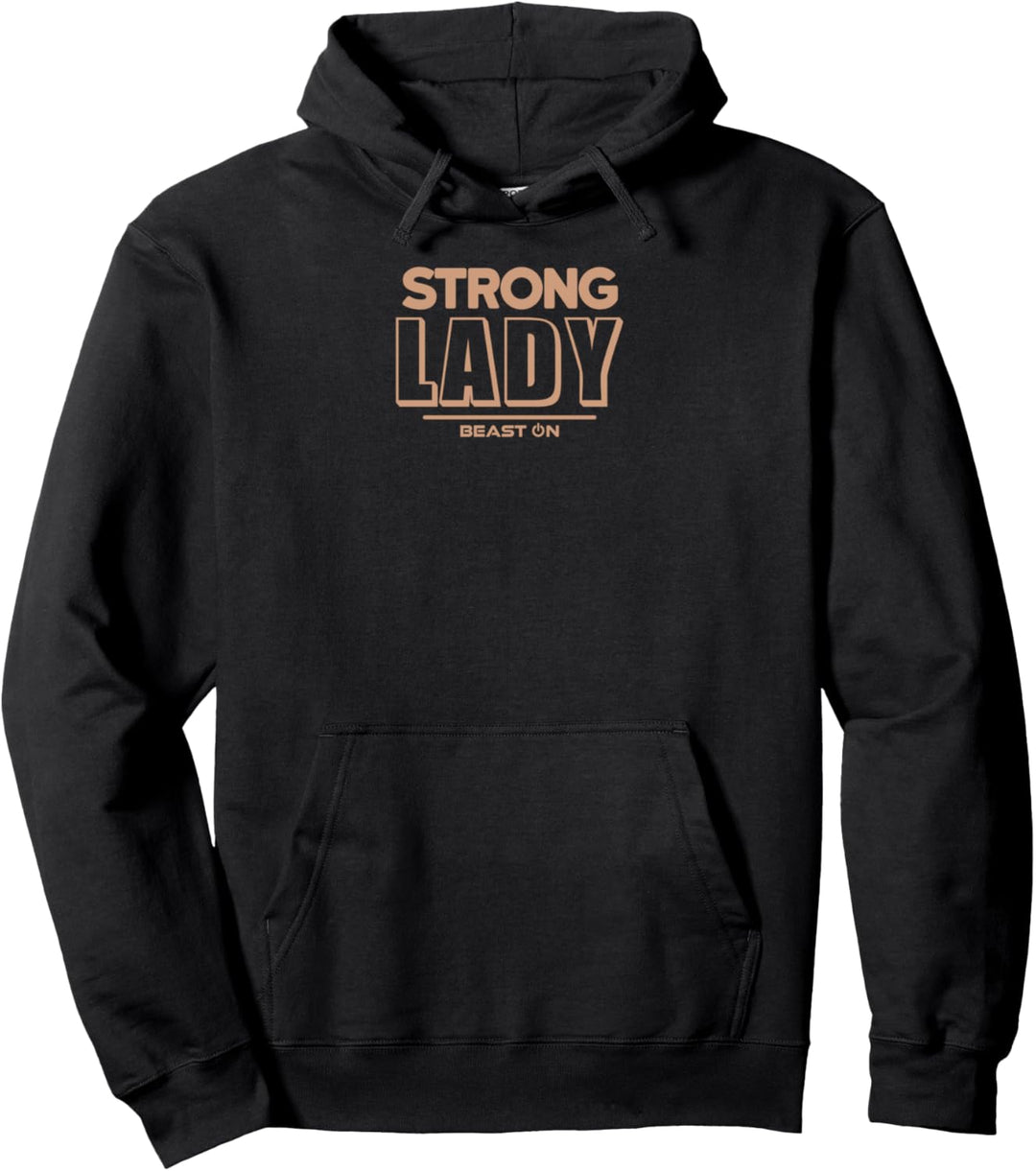 Strong Lady Beige Bodybuilding Workout Gym Fitness Training Pullover Hoodie