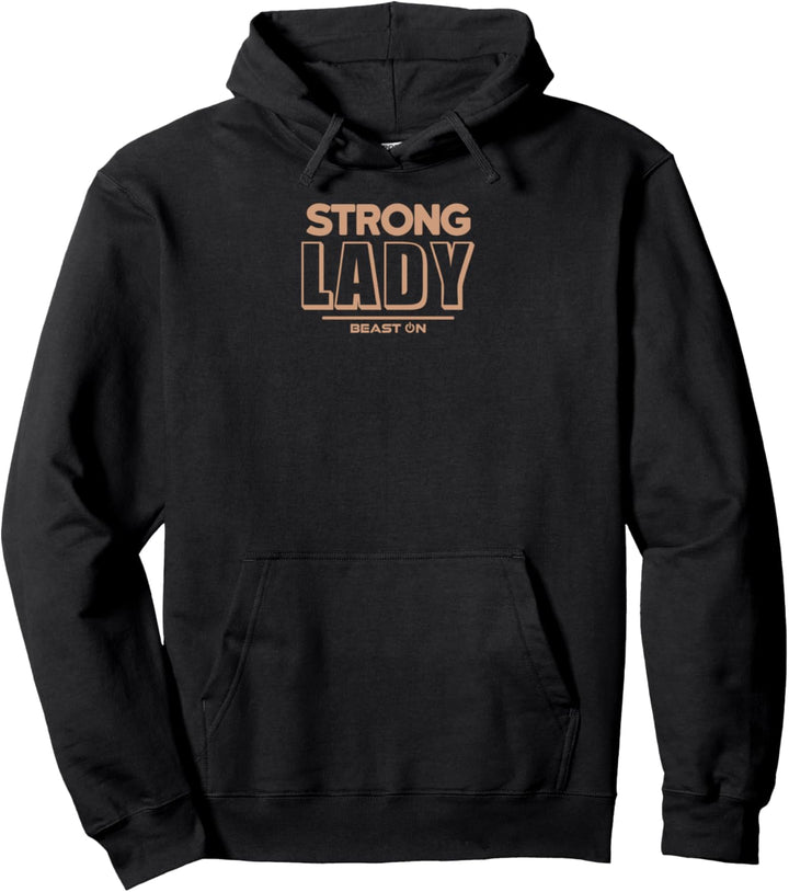 Strong Lady Beige Bodybuilding Workout Gym Fitness Training Pullover Hoodie