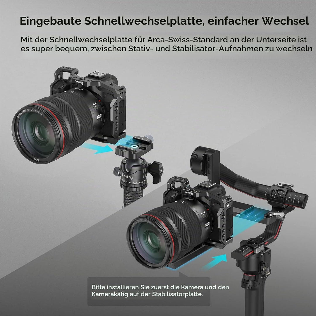 SMALLRIG R50 Käfig für Canon R50 Kamera, Aluminiumlegierung mit Schnellwechselplatte für Arca-Stände