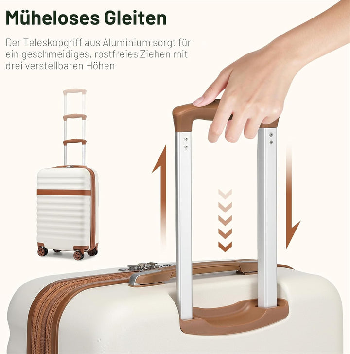 KONO Koffer Trolley Handgepäck Koffer Reisekoffer von ABS+PC Hartschalenkoffer mit 4 Rollen TSA Schl