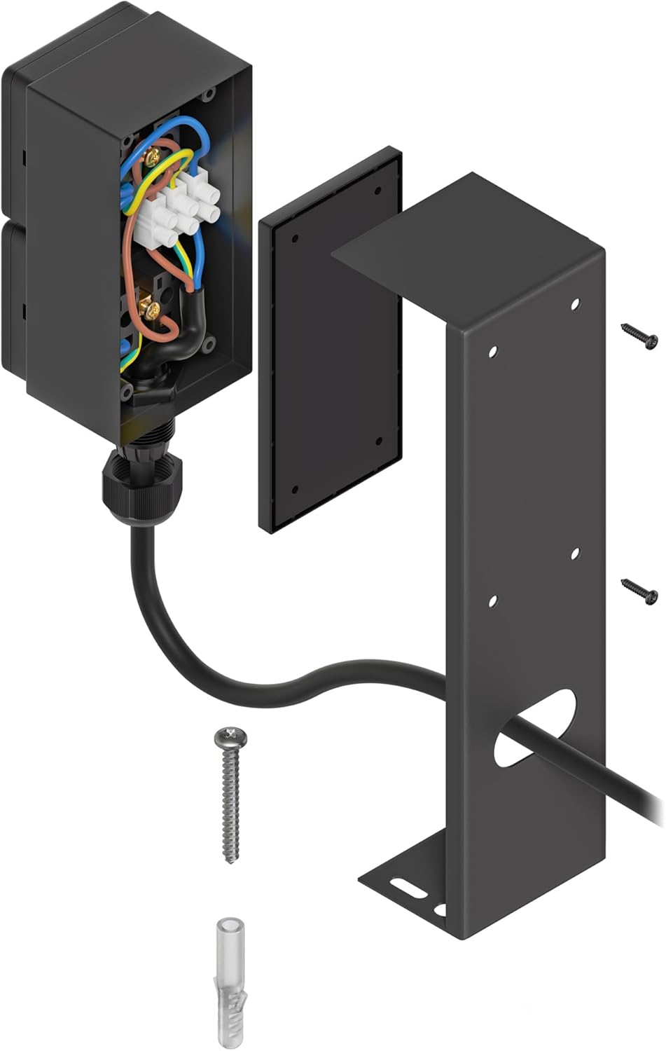 ledscom.de 2 Stück Garten Steckdosensäule PIWI für aussen, IP44, 2-fach, Edelstahl, anthrazit, eckig