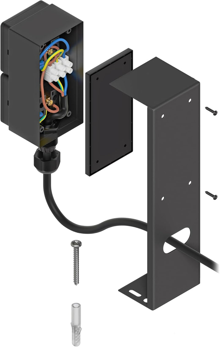 ledscom.de 2 Stück Garten Steckdosensäule PIWI für aussen, IP44, 2-fach, Edelstahl, anthrazit, eckig