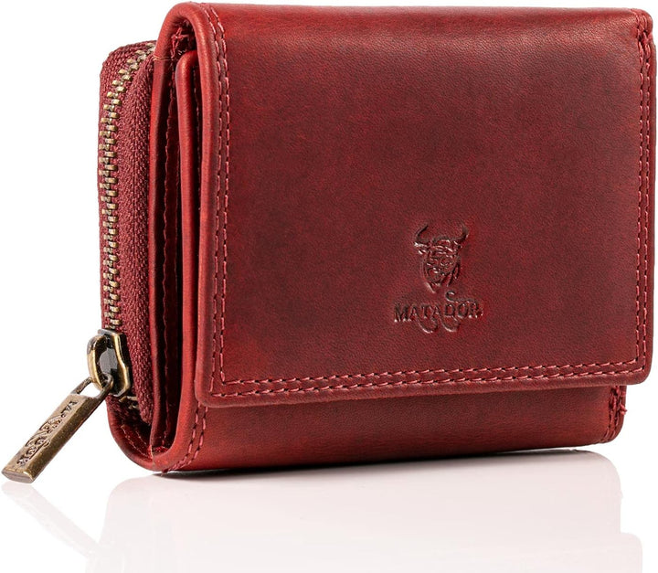 MATADOR® CHIQUITO Echt Leder Klein Geldbörse Damen Mini Geldbeutel Herren TüV geprüfter RFID & NFC S