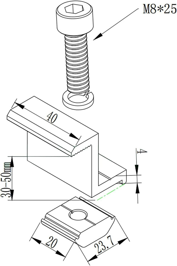 12x Befestigung Balkonkraftwerk PV Photovoltaik Trapez Schiene Endklemme 35mm,Trapezdach Sandwichdac