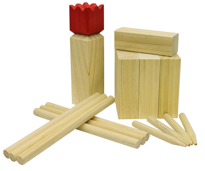 Carromco Kubb Wikingerschach Odin-M, aus Kiefernholz mit rotem König, wetterfester Tasche, Outdoor S
