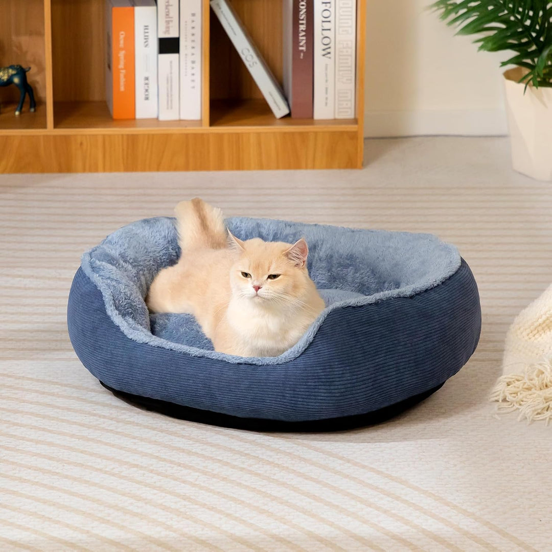 Hollypet Katzenbett Kleines Hundebett, Rundes Haustierbett für Katzen und Welpen, Weiches Schlafbett
