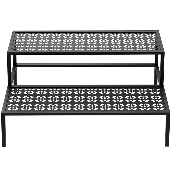 2 Stufen Metall Blumentreppe, Pflanzentreppe Blumenbank, Pflanzenregal Blumenregal, Pflanzenständer