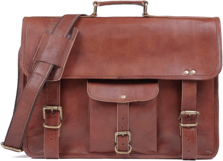 Honey Leather Exporters Umhängetasche Aktentasche aus Leder für Büro Laptop Tasche für Damen und Her