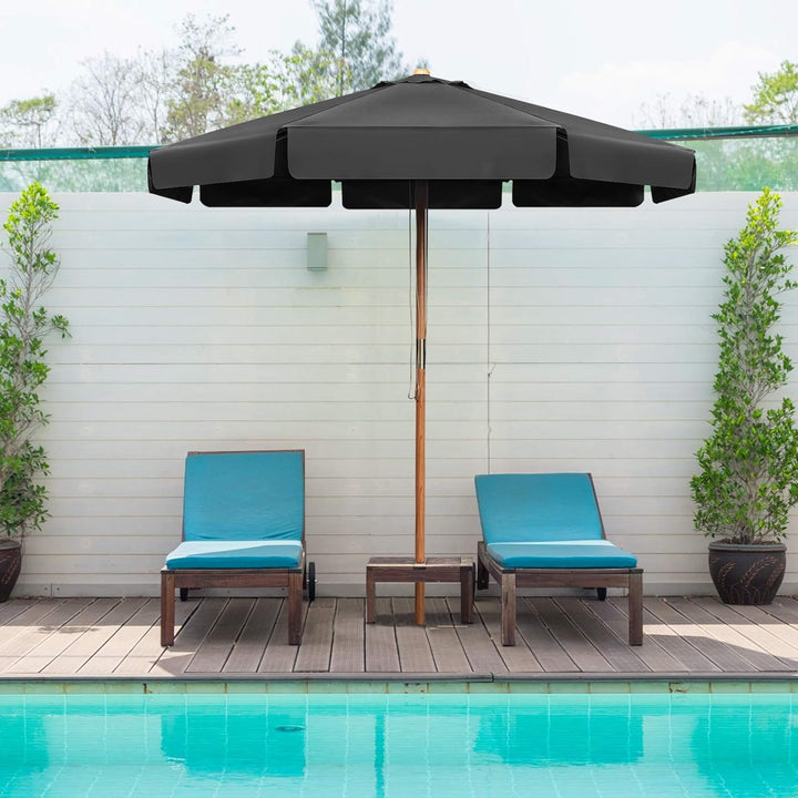 GOPLUS Sonnenschirm Holz 300cm, Gartenschirm beideseitig um 30° knickbar, UV 50+, Terrassenschirm, M