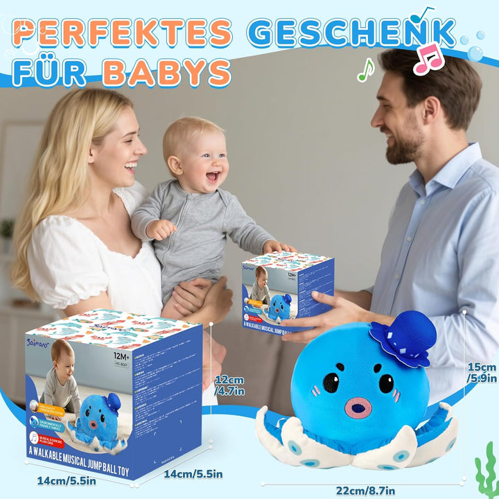 SAIMAND Oktopus Baby Spielzeug 6 7 8 9 10 12 Monate, Interaktive Plüschtiere, Musikalische Spielzeug