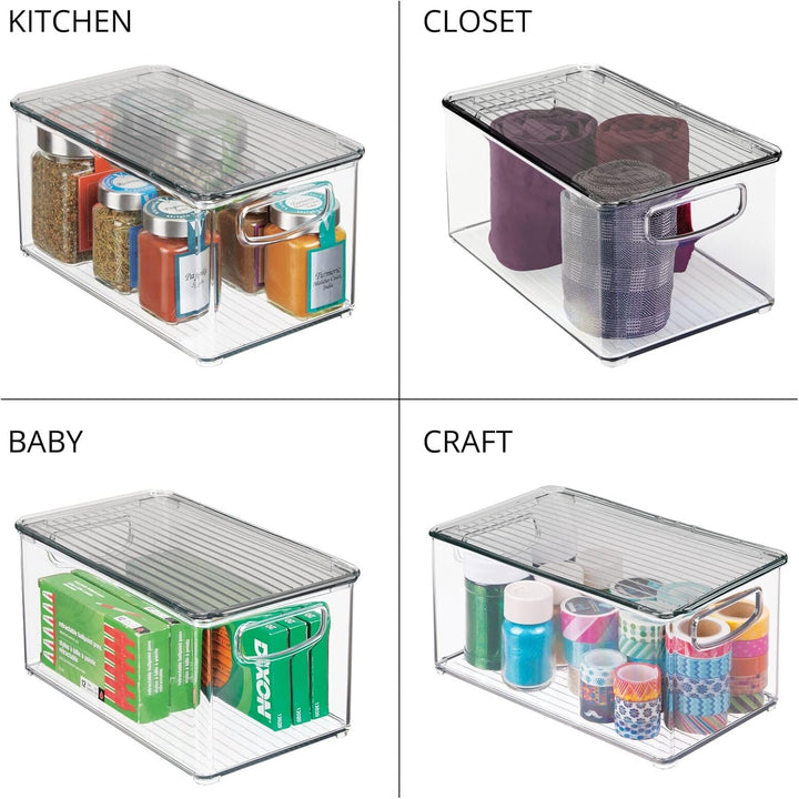 mDesign 2er-Set Aufbewahrungsbox mit Griffen – Kühlschrankbox mit Deckel zur Lebensmittelaufbewahrun