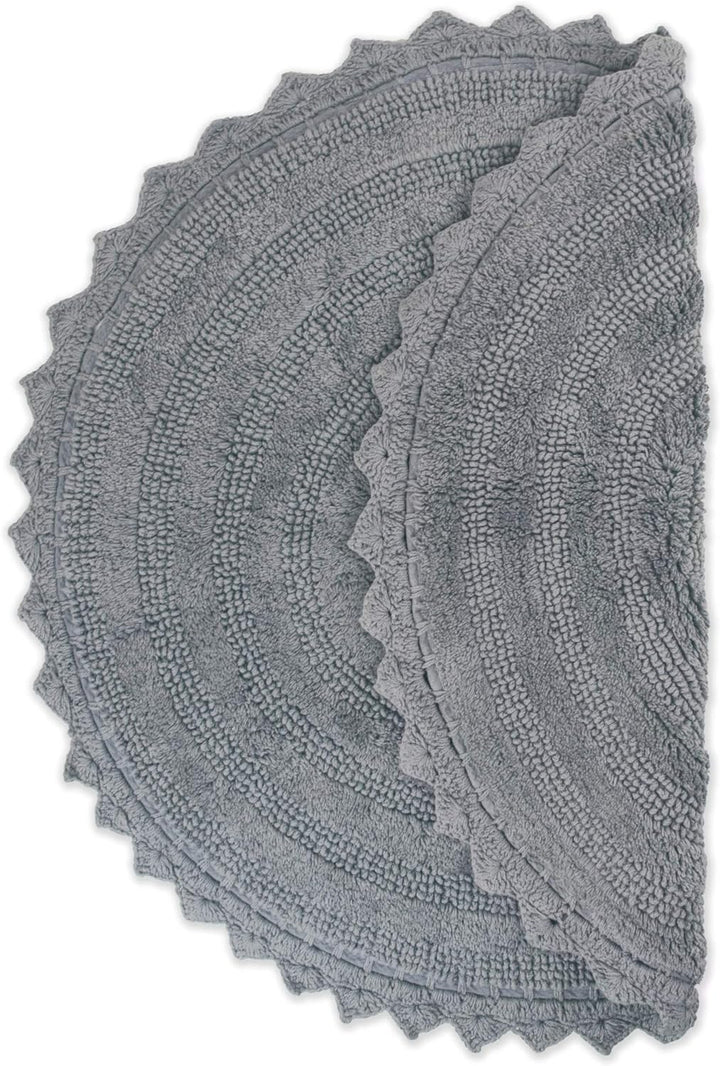 DII Crochet Collection Wende-Badematte, rund, 69,8 cm Durchmesser, Grau Round, 27.5" Diameter Grau,