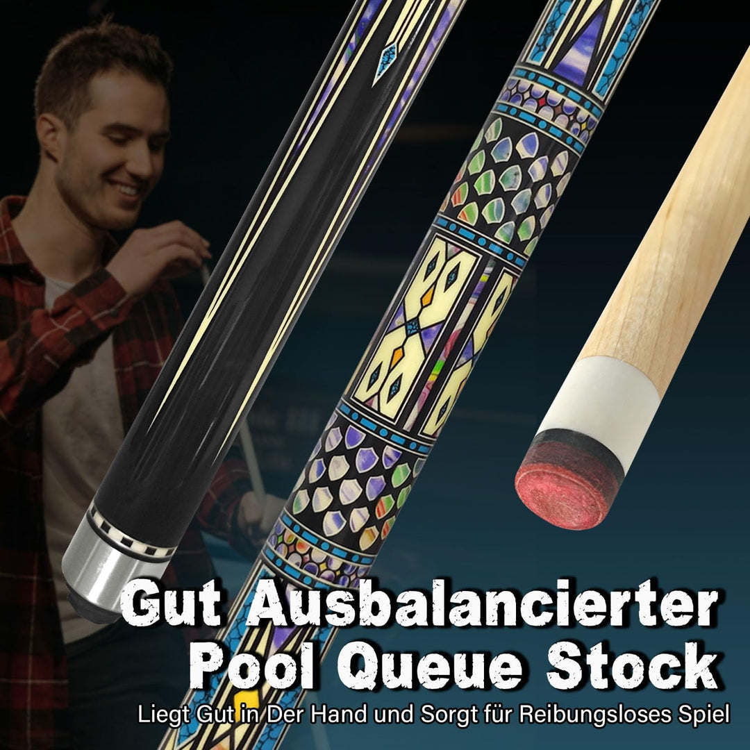 Pool Cue Stick Billard Queue,58“ Pool-Billardqueue BillardStock 12,5 mm Lederspitze Cue Sticks for P