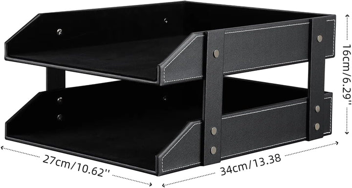 KINGFOM™ A4 Leder Briefablage (2 Schubladen-schwarz)