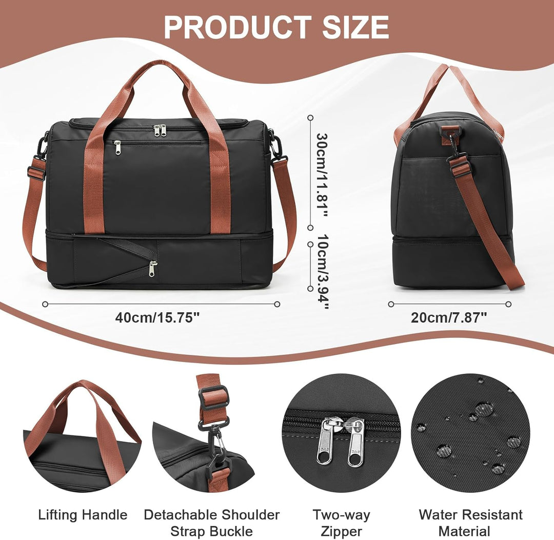 SEAFEW Reisetasche 24L, 40x30x20 Ryanair Handgepäck Tasche für Flugzeug Weekender Sporttasche Damen