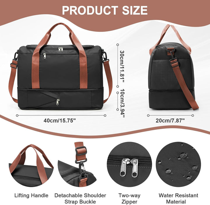 SEAFEW Reisetasche 24L, 40x30x20 Ryanair Handgepäck Tasche für Flugzeug Weekender Sporttasche Damen