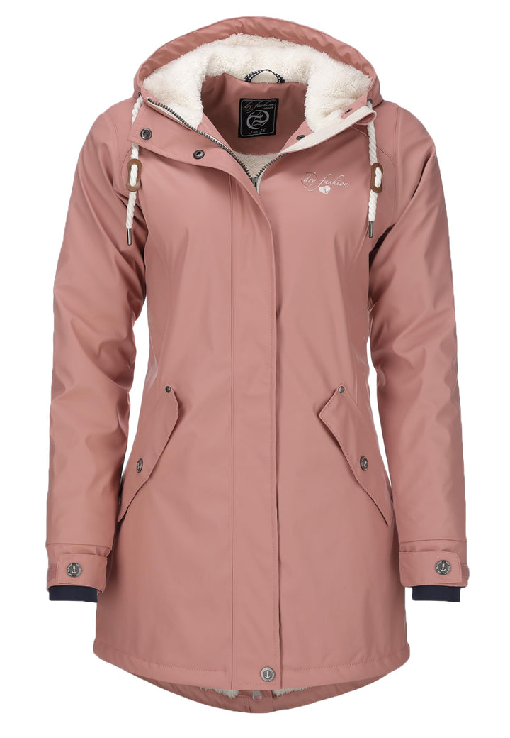 Dry Fashion Damen Regenmantel Malmö - Frauen Regenjacke Jacke mit Kapuze Lang Winddicht Wasserdicht