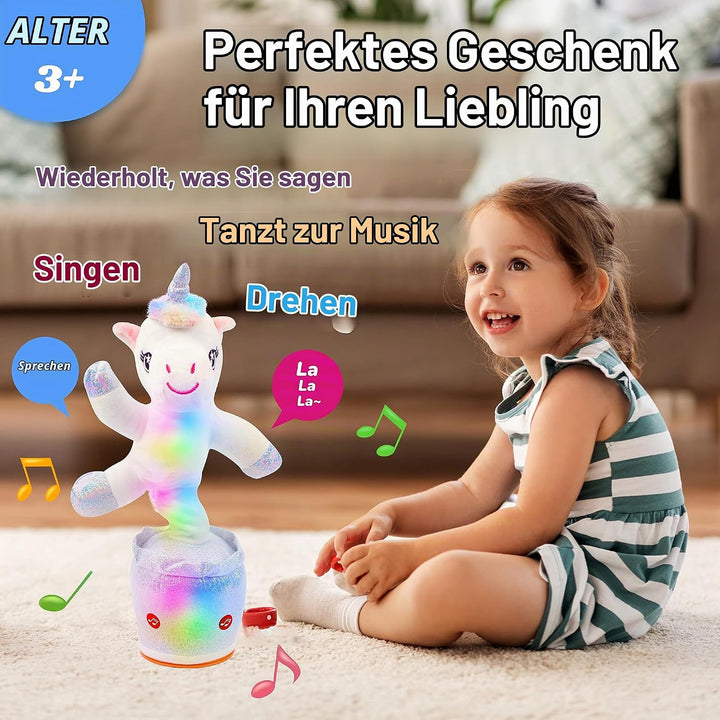 Hopearl Leuchtendes Tanzendes Einhorn Spielzeug Wiederholt Gesagtes Sprechendes Spielzeug Wackeln Si