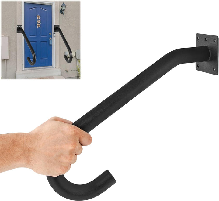 VANROUG 2 Pcs Outdoor Stair Handrails, U-shaped Handrail for 1 to 3 Steps, Wall Mount Handrail Stair