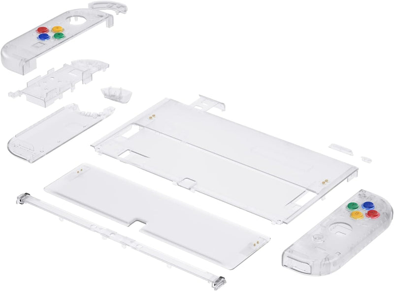 eXtremeRate Full Hülle für nintendo Switch OLED, DIY-Ersatz Konsole case & Kickstand, NS Joycon Gehä