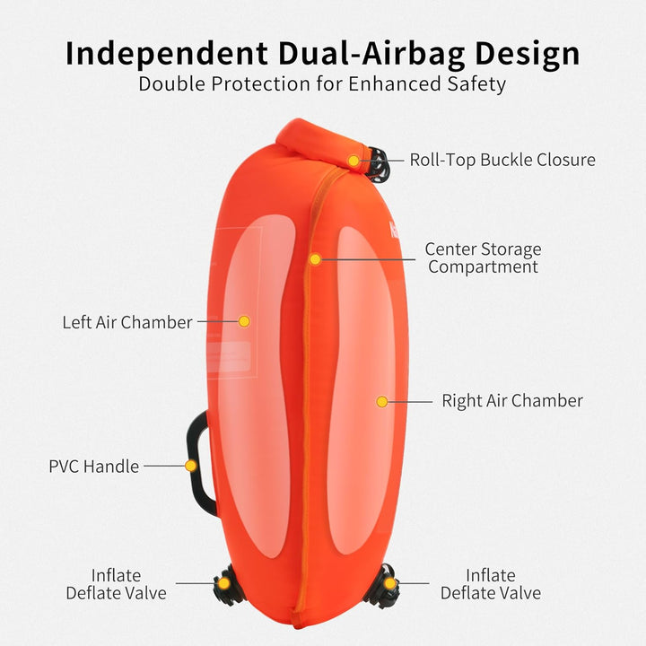 Naturehike 18L Schwimmboje Zwei Airbags Swim Boje Trockensack wasserdichte Strandtasche mit Verstell