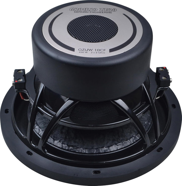 Ground Zero GZUW 10CF – 10 Zoll Subwoofer für präzisen &amp; tiefen Bass im Auto, 450W RMS, 2x2 Ohm, kra