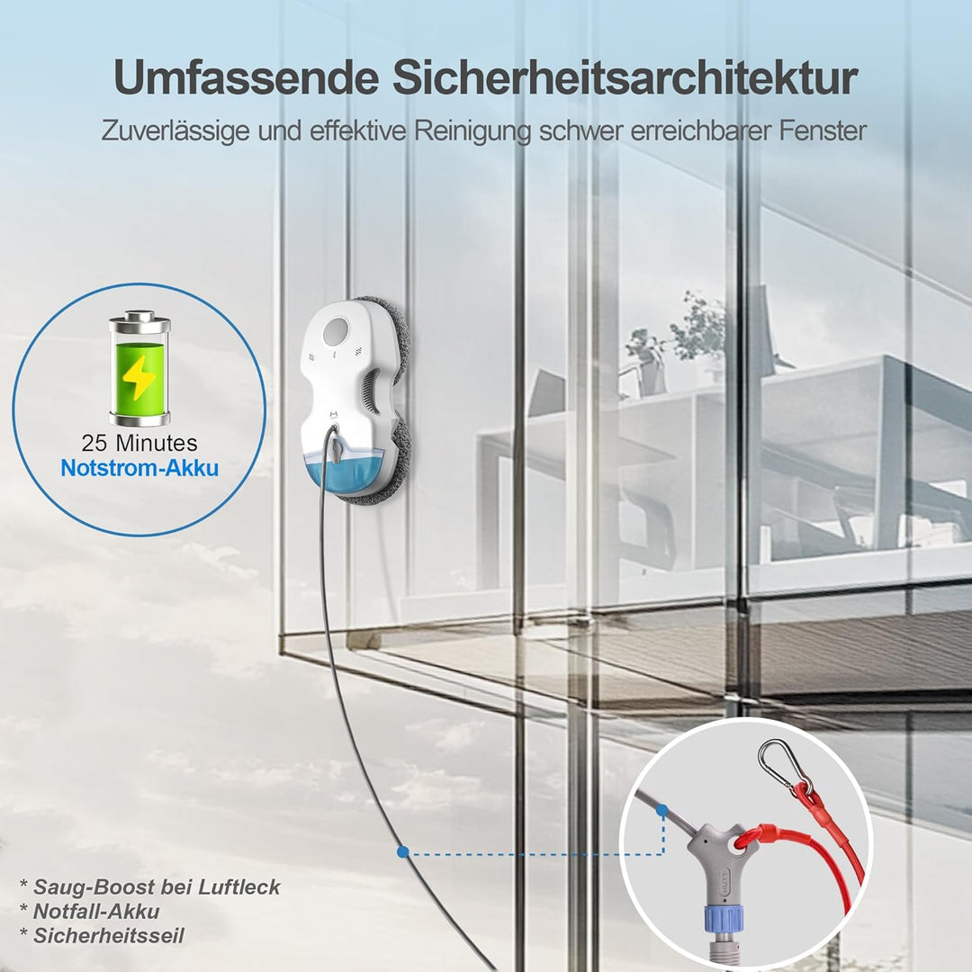 HUTT Fensterputzroboter mit Sprühfunktion , 3D Schwebepad, Elektrischer Fensterputzer mit 80ML Tank,