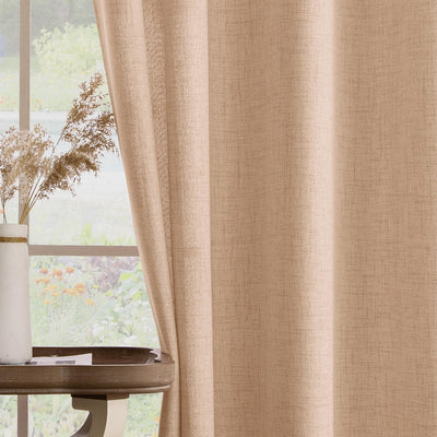 MIULEE Wohnzimmer Vorhänge Gardinen Leinen Ösenvorhang Leinenoptik Vorhang Boho Gardine mit Ösen Sem
